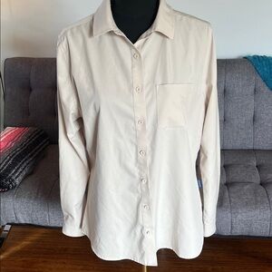 Solbari Beige Button-Up Shirt SPF 50+ Size Large
